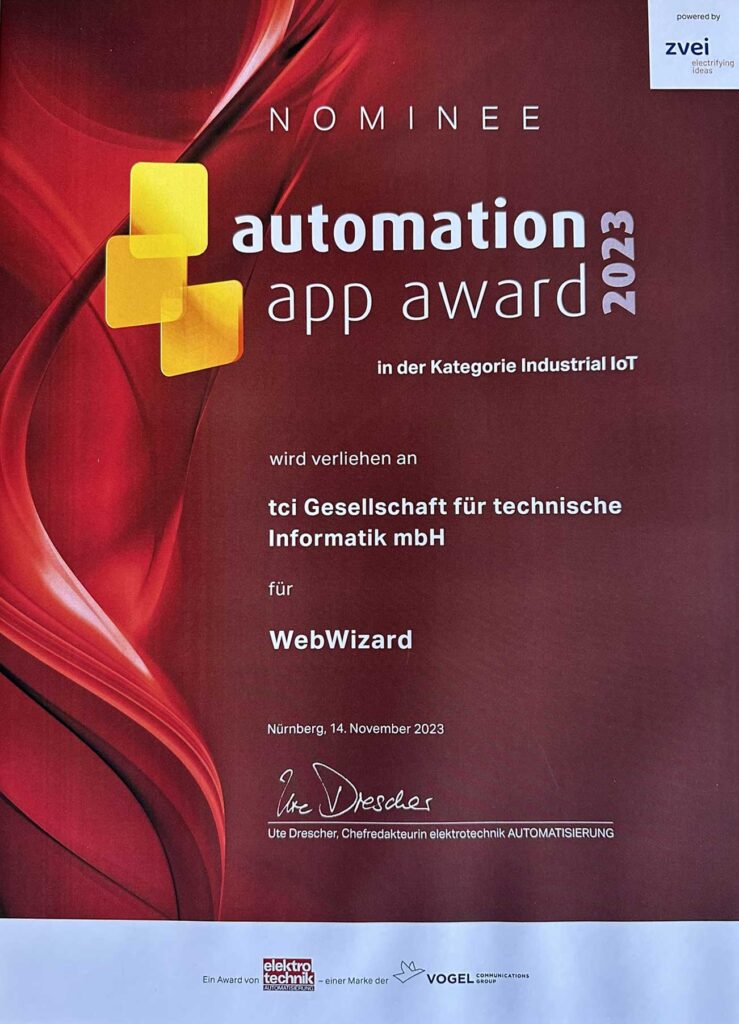 Automation-App-Award tci GmbH